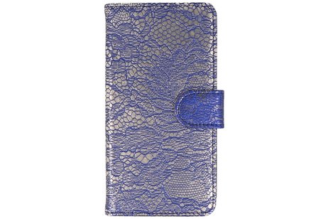 BAOHU Lace Bookstyle Wallet Case Hoesjes Geschikt voor Huawei Y7 / Y7 Prime Blauw