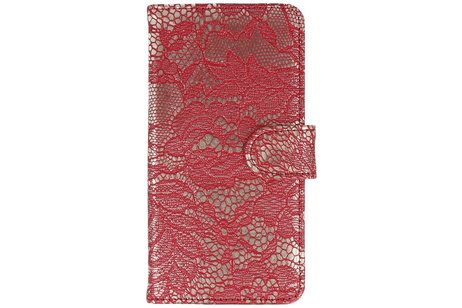 BAOHU Lace Bookstyle Wallet Case Hoesjes Geschikt voor Huawei Nova 2 Rood