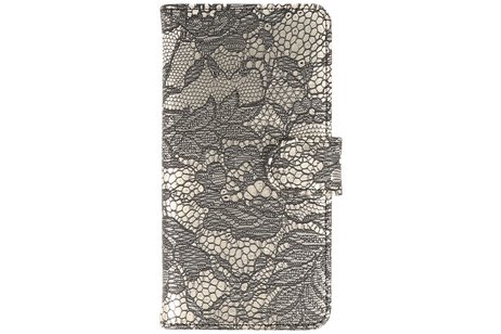 BAOHU Lace Bookstyle Wallet Case Hoesjes Geschikt voor Huawei Nova 2 Plus Zwart