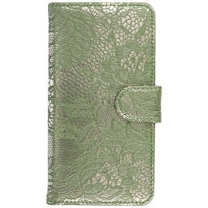 BAOHU Lace Bookstyle Wallet Case Hoesjes Geschikt voor Huawei Y5 / Y6 2017 Donker Groen