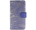 Lace Bookstyle Wallet Case Hoesjes voor Galaxy Note 4 N910F Blauw