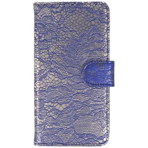 Lace Bookstyle Wallet Case Hoesjes voor Galaxy Note 4 N910F Blauw