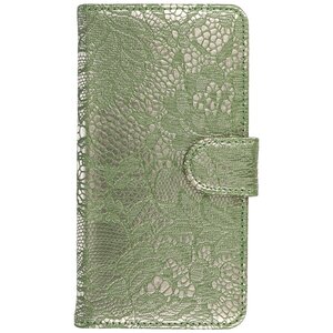 BAOHU Lace Bookstyle Wallet Case Hoesjes Geschikt voor Samsung Galaxy Note 3 Neo N7505 Donker Groen