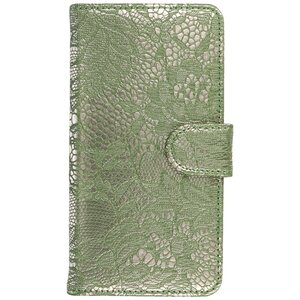 Lace Bookstyle Wallet Case Hoesjes Geschikt voor Samsung Galaxy Note 3 Neo N7505 Donker Groen