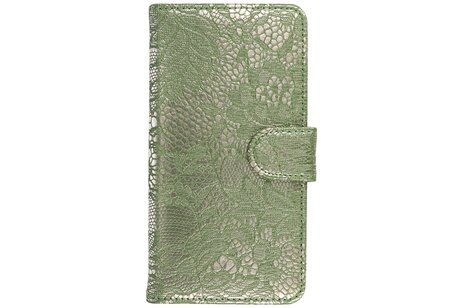 Lace Bookstyle Wallet Case Hoesjes Geschikt voor Samsung Galaxy Note 3 Neo N7505 Donker Groen