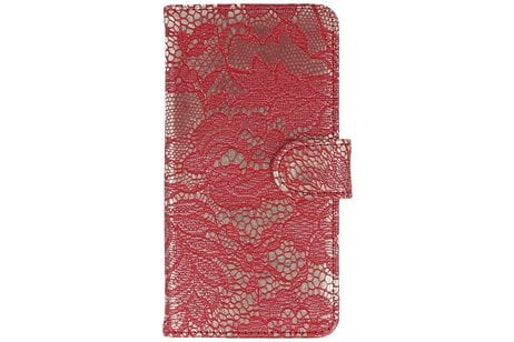 BAOHU Lace Bookstyle Wallet Case Hoesjes Geschikt voor Samsung Galaxy E7 Rood