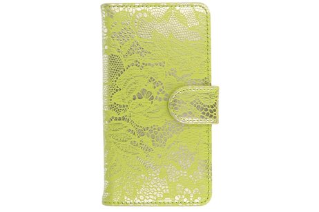 Lace Bookstyle Wallet Case Hoesjes voor Grand MAX G720N0 Groen