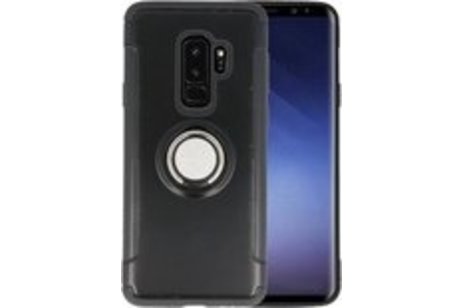 BAOHU Pantser TPU Hoesje Ring Houder - Hoesje Geschikt voor Samsung Galaxy S9 Plus Zwart