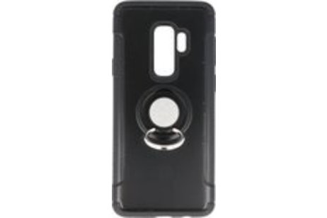 BAOHU Pantser TPU Hoesje Ring Houder - Hoesje Geschikt voor Samsung Galaxy S9 Plus Zwart