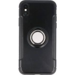 BAOHU Pantser TPU Hoesje met Ring Houder - Hoesje Geschikt voor iPhone X Zwart