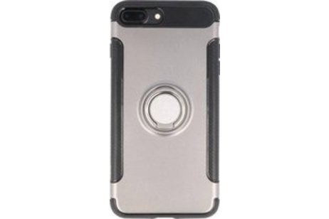 BAOHU Pantser TPU Hoesje Ring Houder - Hoesje Geschikt voor iPhone 7 / 8 Plus Grijs