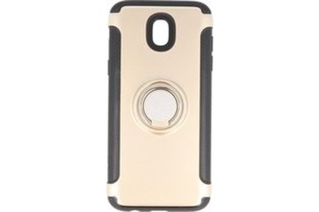 BAOHU Pantser TPU Hoesje Ringhouder cases - Hoesje Geschikt voor Samsung Galaxy J3 2017 Goud