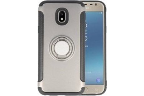 BAOHU Pantser TPU Hoesje Ringhouder cases - Hoesje Geschikt voor Samsung Galaxy J3 2017 Grijs