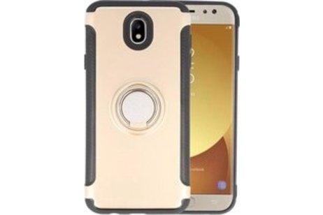 BAOHU Pantser TPU Hoesje Ringhouder cases - Hoesje Geschikt voor Samsung Galaxy J5 2017 Goud