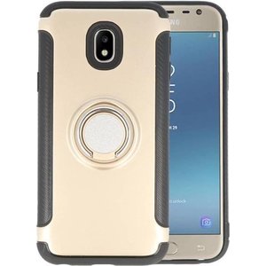 BAOHU Pantser TPU Hoesje Ringhouder cases - Hoesje Geschikt voor Samsung Galaxy J3 2017 Goud