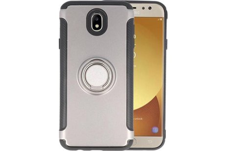 BAOHU Pantser TPU Hoesje Ringhouder cases - Hoesje Geschikt voor Samsung Galaxy J5 2017 Grijs