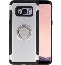 BAOHU Pantser TPU Hoesje Ring Houder voor Samsung Galaxy S8 Plus Zilver