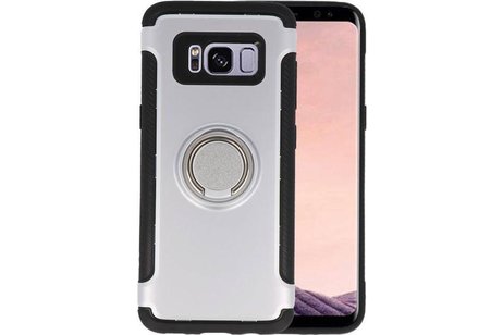 BAOHU Pantser TPU Hoesje Ring Houder - Hoesje Geschikt voor Samsung Galaxy S8 Plus Zilver