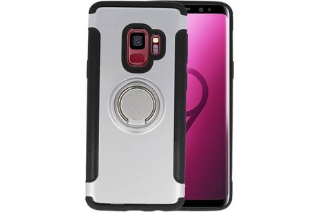 Pantser TPU Hoesje Ring Houder voor Galaxy S9 Zilver