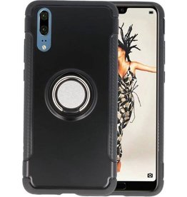 BAOHU Pantser TPU Hoesje Ring Houder voor Huawei P20 Zwart
