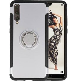 BAOHU Pantser TPU Hoesje Ring Houder voor Huawei P20 Pro Zilver