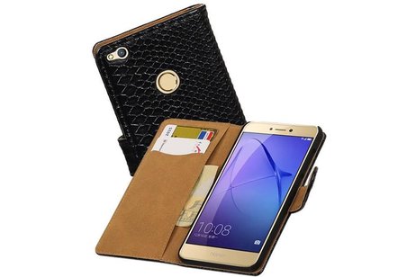 Slang Bookstyle Hoes - Geschikt voor Huawei P8 Lite 2017 Zwart