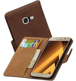 Hout Bookstyle Hoes voor Samsung Galaxy A3 2017 A320F Bruin