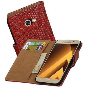 Slang Bookstyle Hoes voor Galaxy A3 2017 A320F Rood