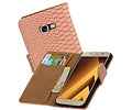 Slang Bookstyle Hoes - Geschikt voor Samsung Galaxy A3 2017 A320F Licht Roze