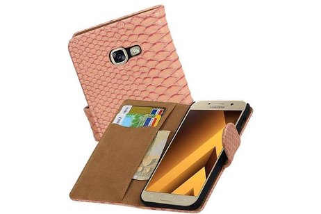 Slang Bookstyle Hoes - Geschikt voor Samsung Galaxy A3 2017 A320F Licht Roze