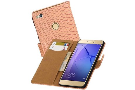 Slang Bookstyle Hoes - Geschikt voor Huawei P8 Lite 2017 Licht Roze