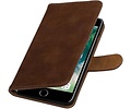 Hout Bookstyle Hoes Geschikt voor de iPhone 7 Plus / 8 Plus Bruin