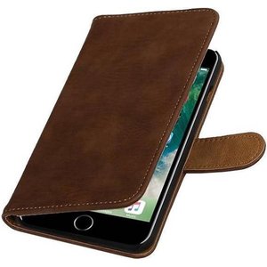 Hout Bookstyle Hoes Geschikt voor de iPhone 7 Plus / 8 Plus Bruin