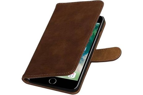 Hout Bookstyle Hoes Geschikt voor de iPhone 7 Plus / 8 Plus Bruin