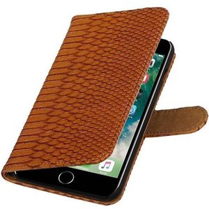 Slang Bookstyle Hoes - Geschikt voor iPhone 7 Plus / 8 Plus Bruin