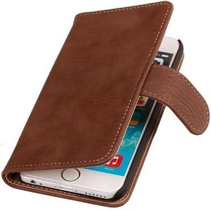Hout Bookstyle Hoes Geschikt voor de iPhone 6 Plus Bruin