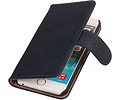 Hout Bookstyle Hoes voor iPhone 6 Plus Donker Blauw