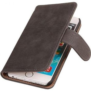 Hout Bookstyle Hoes voor iPhone 6 Plus Grijs