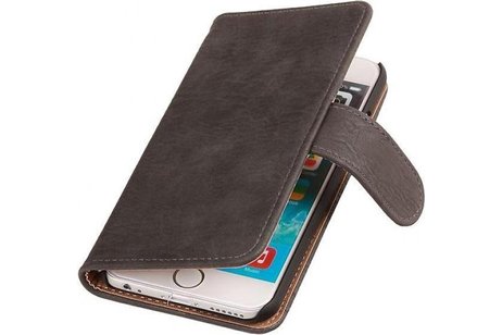 Hout Bookstyle Hoes Geschikt voor de iPhone 6 Plus Grijs