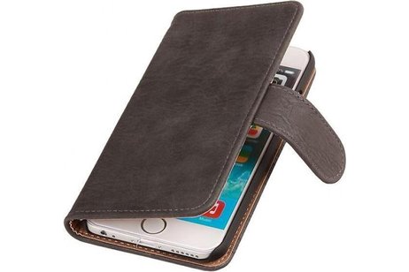 Hout Bookstyle Hoes voor iPhone 6 Plus Grijs