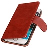 Hout Bookstyle Hoes voor iPhone 6 Plus Rood