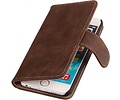 Hout Bookstyle Hoes voor iPhone 6 Plus Donker Bruin