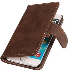 Hout Bookstyle Hoes voor iPhone 6 Plus Donker Bruin