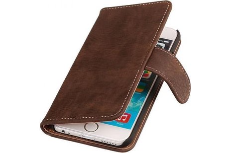 Hout Bookstyle Hoes voor iPhone 6 Plus Donker Bruin