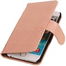 Slang Bookstyle Hoes voor iPhone 6 Plus Licht Roze