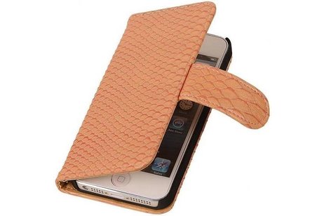 Slang  Bookstyle Hoes - Geschikt voor iPhone 4 Licht Roze