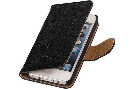 Slang Bookstyle Hoes - Geschikt voor iPhone 4 Zwart