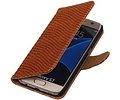 Slang Bookstyle Hoes - Geschikt voor Samsung Galaxy S7 G930F Bruin