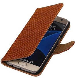 Slang Bookstyle Hoes voor Samsung Galaxy S7 G930F Bruin