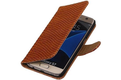 Slang Bookstyle Hoes - Geschikt voor Samsung Galaxy S7 G930F Bruin